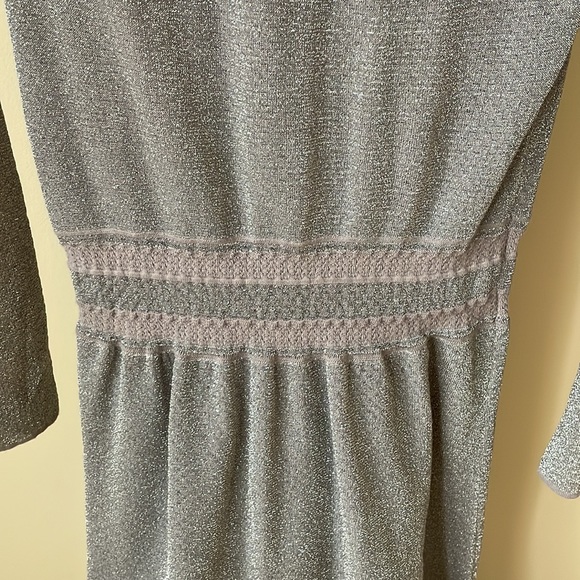 Tory Burch Isabelle silver Metallic Fit-&-flare Cocktail Dress dress, size S - Picture 4 of 11
